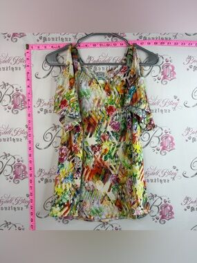 Vamp t-shirt, flowers, rainbow Floral Cold-Shoulder Short Sleeve Top - Multi